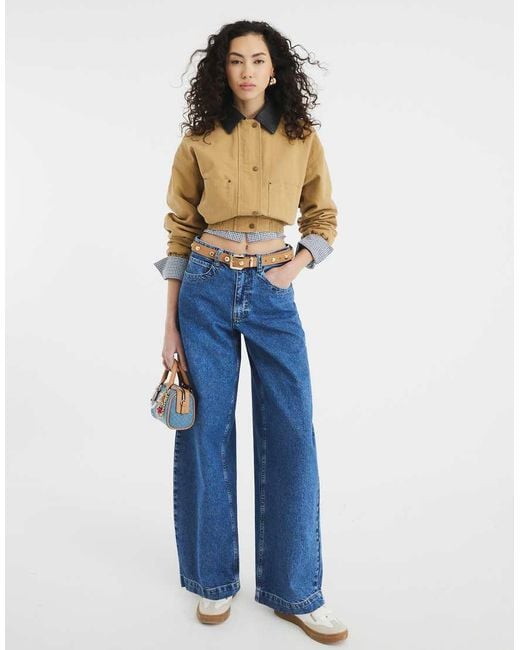 Vaqueros Azules De Corte Bombacho Con Lavado Medio De River Island de color Blue