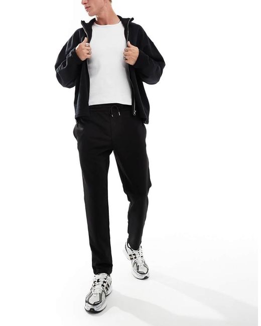 Jack & Jones Black Tapered Drawstring Smart Trouser for men