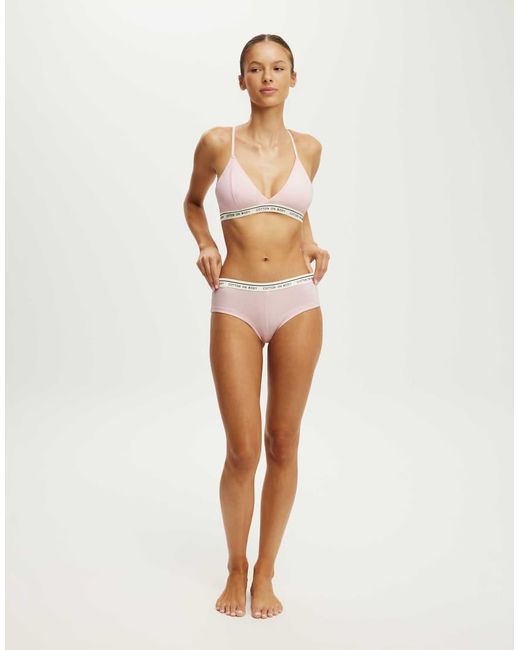 Cotton On White Branded Cotton Cross Over Bralette
