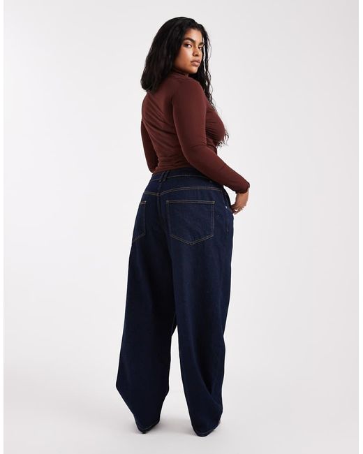 Vaqueros De Corte Barrel Slim Con Azul Tinta De Asos Design Curve-Azul Marino ASOS de color Blue