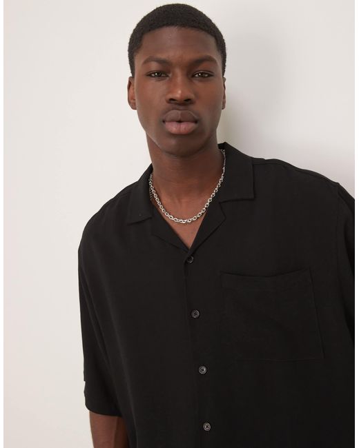 ASOS Black Co-ord Oversized Boxy Linen Look Shirt for men