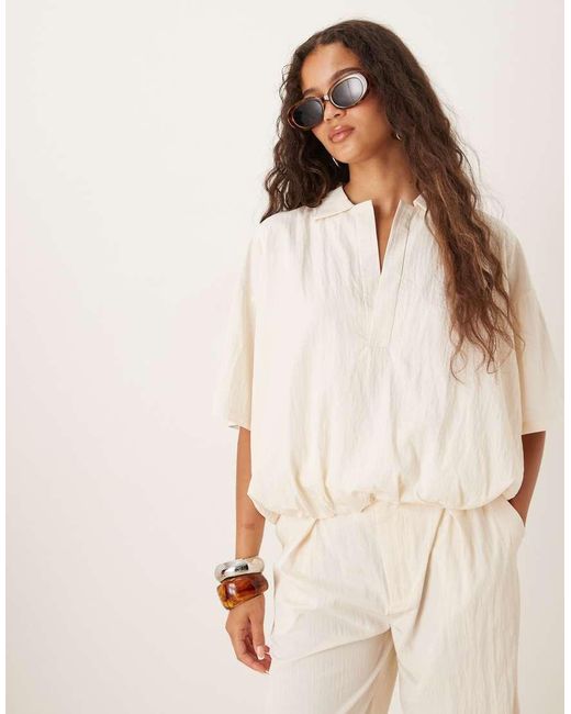 Mango Cropped Top Met Elastische Taille in het Natural