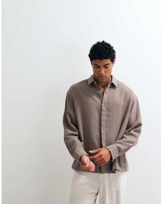 ASOS Brown Oversized Textured Shirt for men