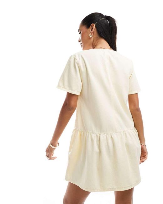 ASOS White Dropped Waist Button Down Dress