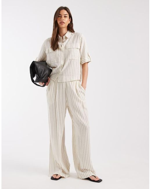 Aware Natural Linen Blend Sleeve Detail Safari Shirt Co-Ord