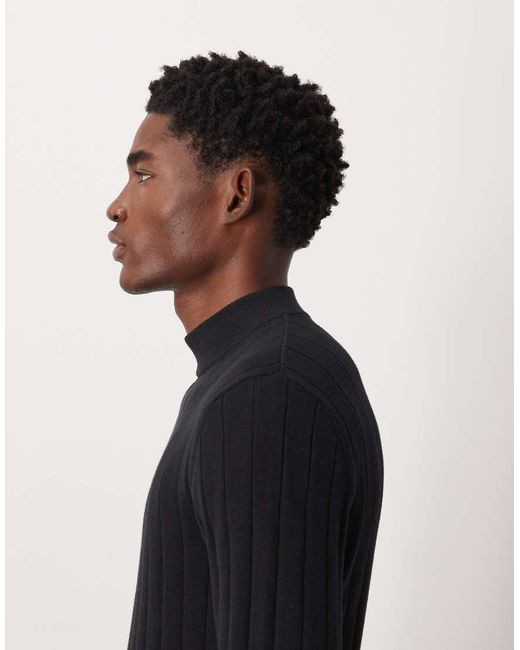 ASOS Blue Muscle Fit Long Sleeve Knitted Rib Turtle Neck T-Shirt for men