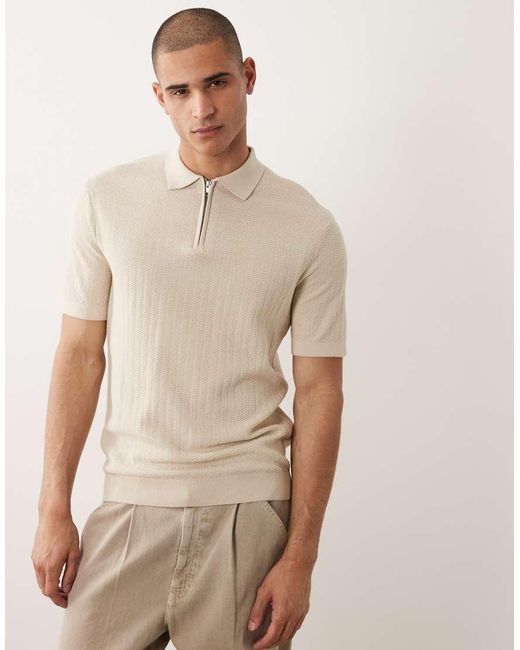Polo Con Zip di SELECTED in Natural da Uomo