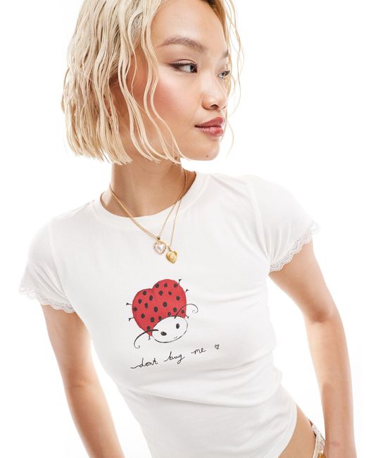 Motel White Don't Bug Me Ladybird T-shirt