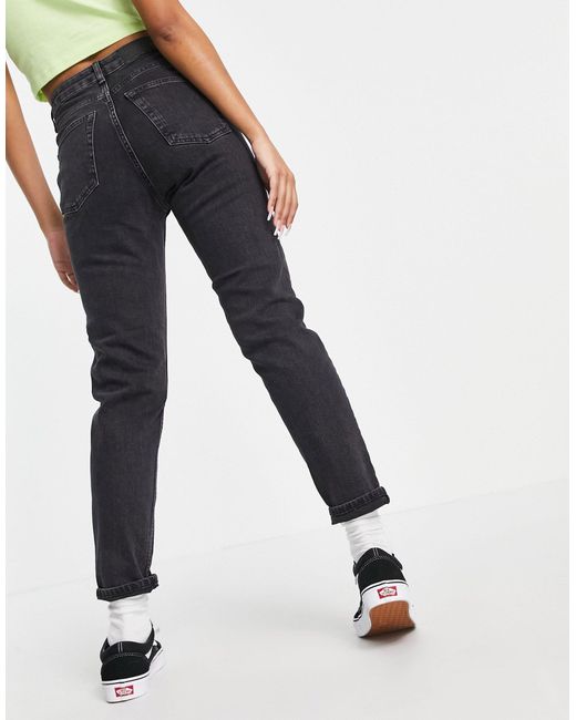 TOPSHOP Denim Premium Mom Jean in Black 