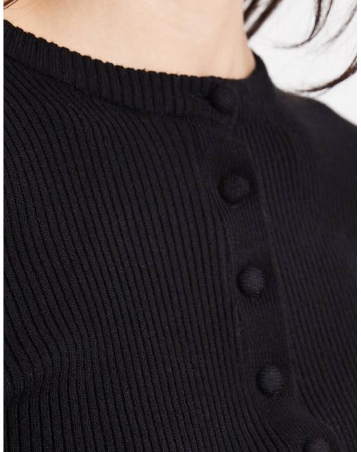 New Look Black Knitted Button Down Midi Dress