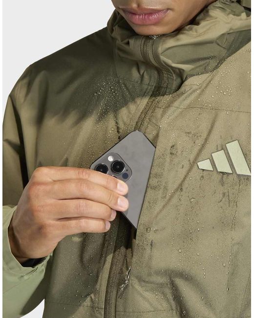 Adidas Originals Green Terrex Multi 2.5 Layer Climaproof Rain Jacket for men