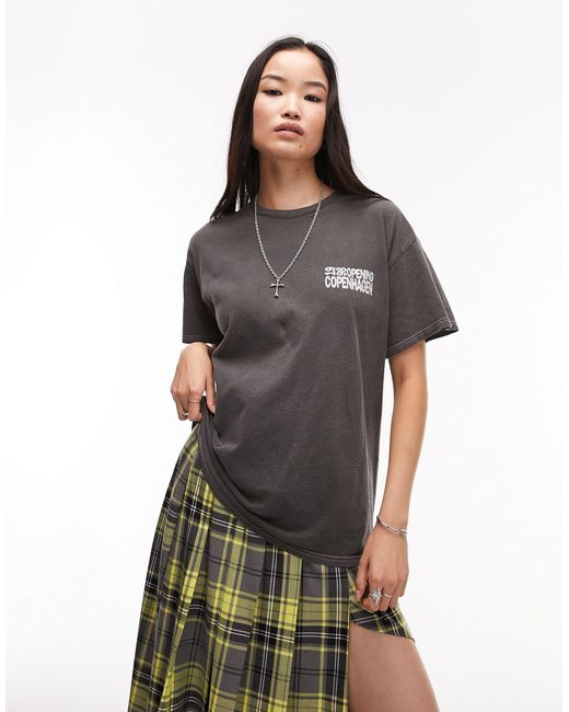 TOPSHOP White Graphic Bold City Oversized Tee