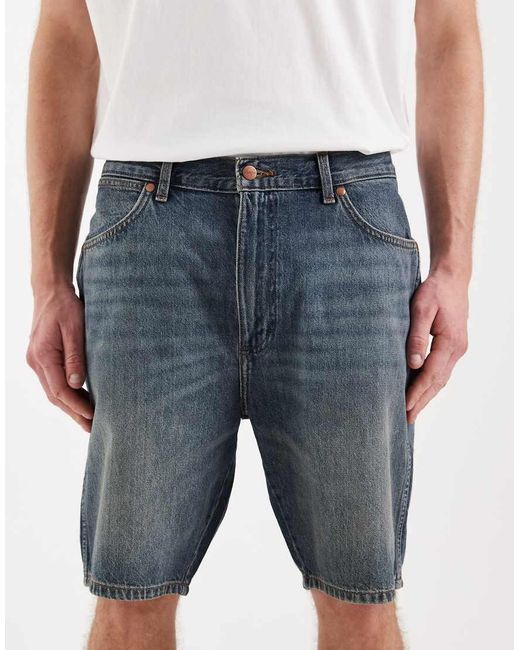 Wrangler Blue Cowboy Straight Fit Denim Shorts for men