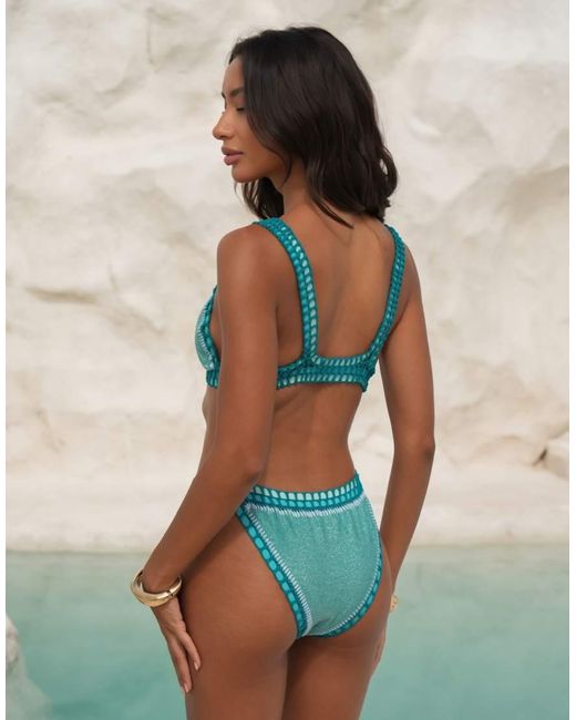Moda Minx Blue X Alejandra Vidal Glitter Bikini Top With Crochet Trim