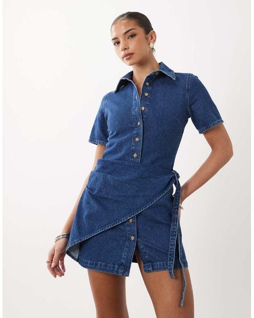 ASOS Blue Denim Shirt Dress With Detail
