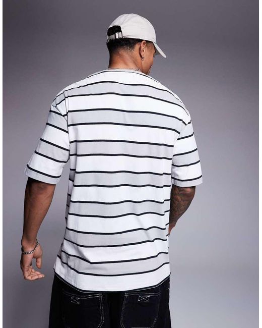 T-Shirt Oversize A Righe Grigie, Nere E Bianche di ADPT in Gray da Uomo