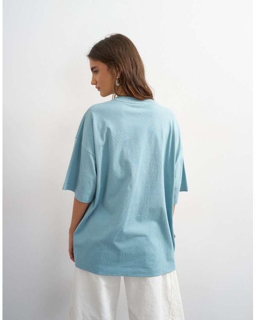 TOPSHOP Blue Oversized Drop Shoulder Tee
