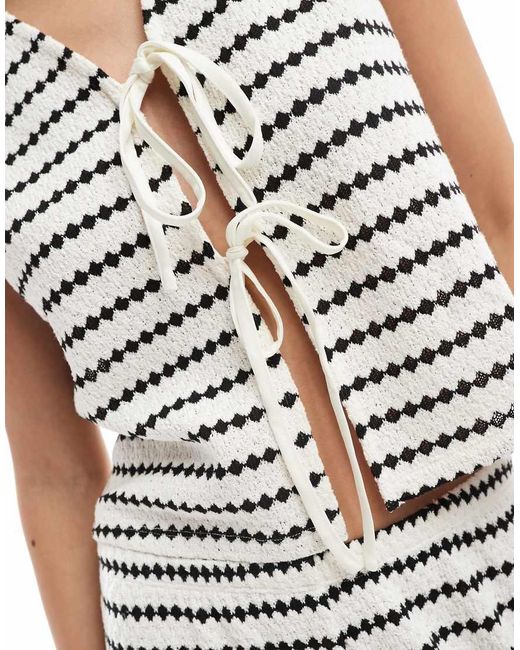 ONLY White Knit Tie Front Top Co-ord