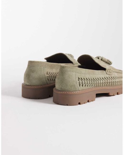 ASOS Natural Woven Tassel Loafers With Cleated Sole for men