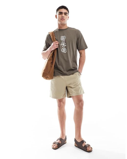 Camiseta Marrón Extragrande Con Estampado En La Espalda De Estilo Rupestre De -Azul Marino Only & Sons de hombre de color Brown