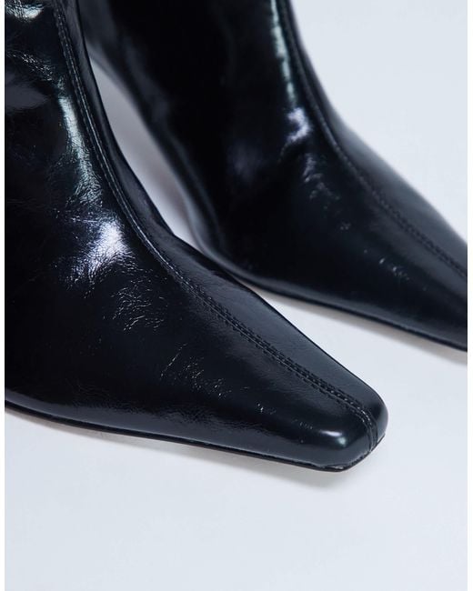 TOPSHOP Black Tanya Point Toe Knee High Boot