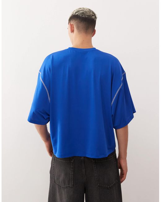 Reclaimed (vintage) Blue Airtex Boxy T-shirt With Branded Star Graphic for men