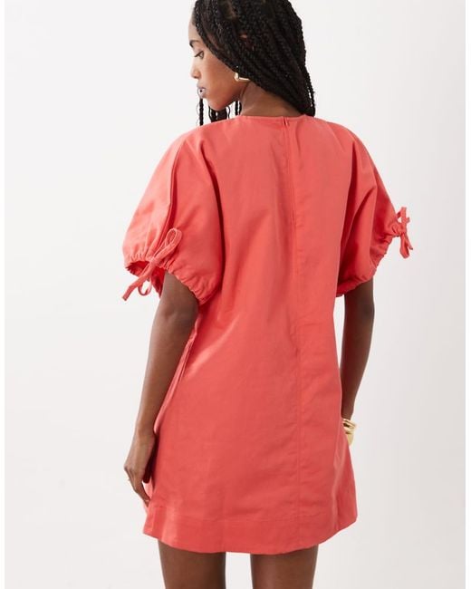 ASOS Red Crew Neck Mini Dress With Tie Sleeve Detail