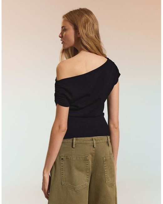 Bershka Black Asymmetric Belted Jumper