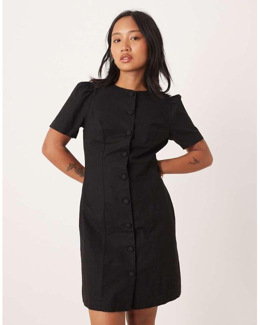 Nobody's Child Petite Black Tara Puff Sleeve Tailored Mini Dress