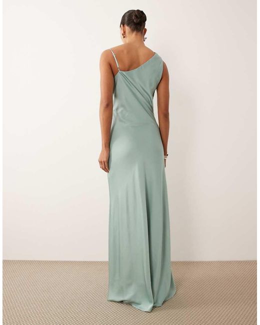 TFNC London Green Bridesmaids Satin One Shoulder Maxi Dress