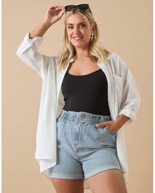 Yours Clothing Blue Elasticated Waist Denim Shorts