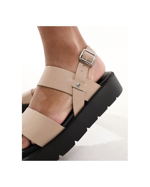 Tayla - sandali color cammello con doppie fascette e cinturino posteriore di Schuh in Natural