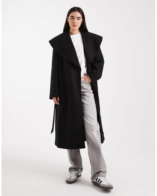Miss Selfridge Black Formal Wrap Coat
