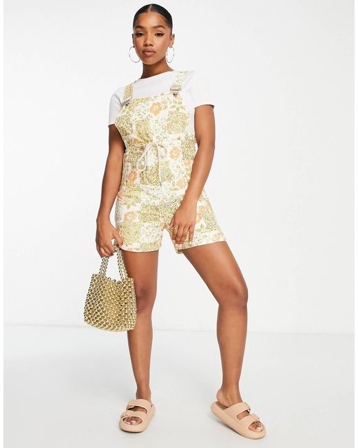 Raga White Nicolette Printed Shirt Overalls
