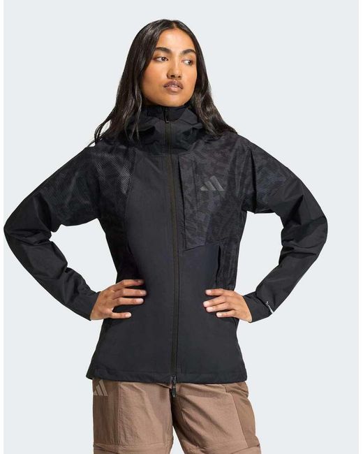 Adidas Originals Black Terrex Xperior 2.5 Layer Hybrid Primeknit Climaproof Jacket