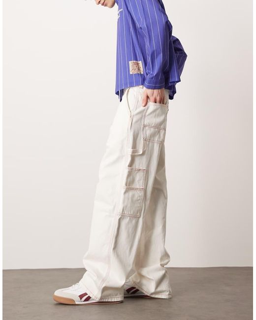 Pantalones Sueltos De Estilo Carpintero Con Pespuntes En Contraste De Dickies de hombre de color Blue