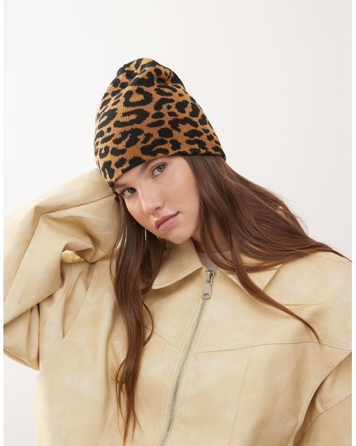 Collusion Natural Leopard Print Beanie