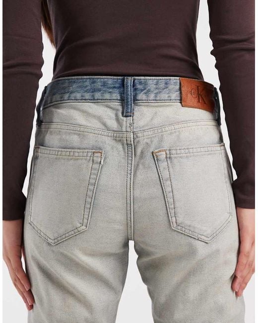 Calvin Klein Blue Cotton Bootcut Jeans With Contrast Waistband