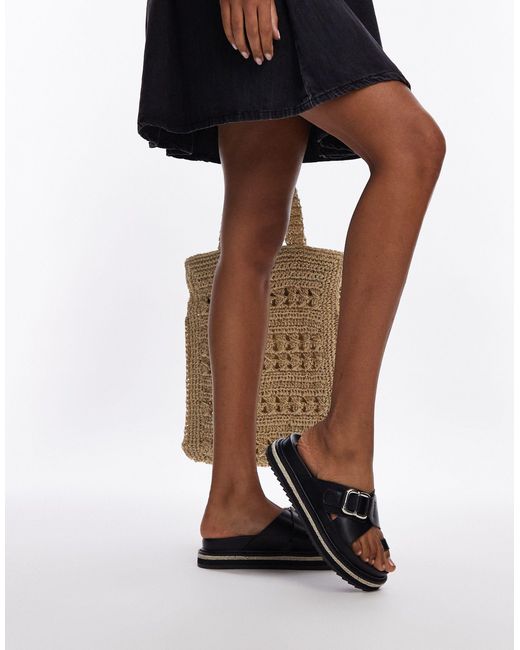 TOPSHOP Brown Jenny Espadrille Sandal With Buckle Detail