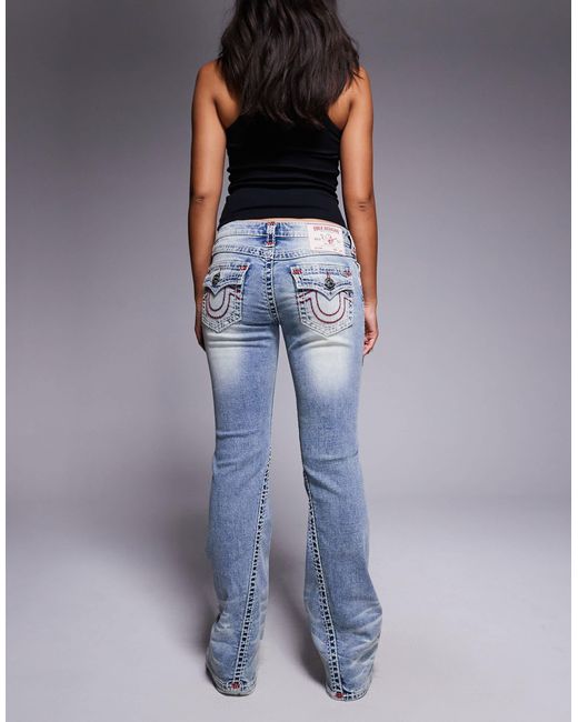 True Religion Blue Joey Super T Low Rise Flare Jeans With Flap Pocket