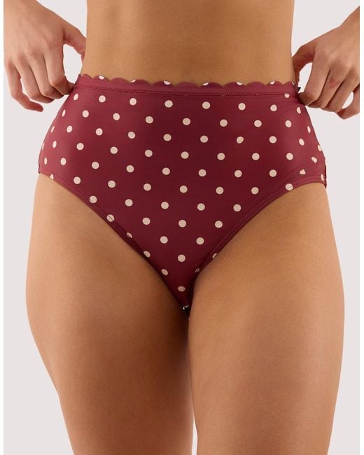 Peek & Beau Red Hazel Wine Spot High Waist Bikini Brief
