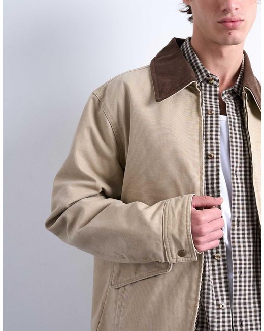 Topman Natural Padded Canvas Jacket for men