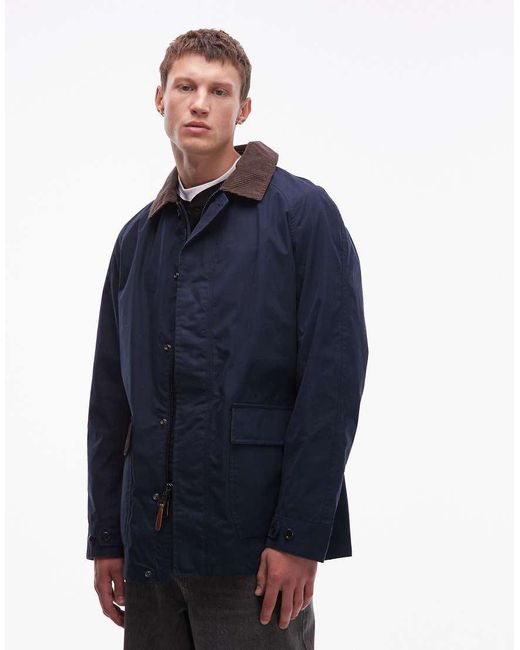 Timberland Blue Washed Barn Coat With Cord Collar for men