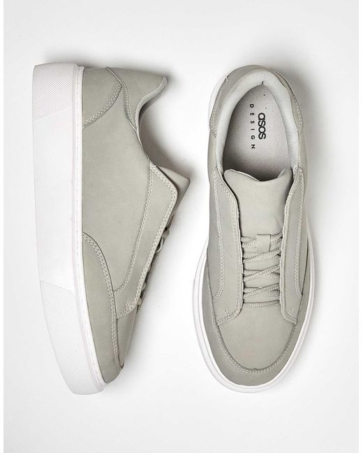 ASOS Gray Lace Up Sneakers Concealed Lace for men