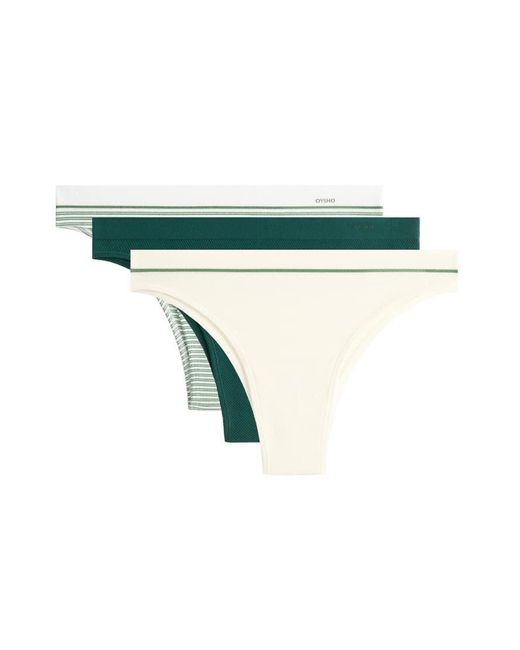 Oysho Green 3 Polyamide Blend Pique Brazilian Briefs