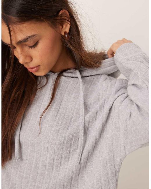 Sudadera De Corte Alargado Extragrande Con Capucha De Canalé Ancho Muy Suave De (Parte De Un Conjunto) ASOS de color Natural
