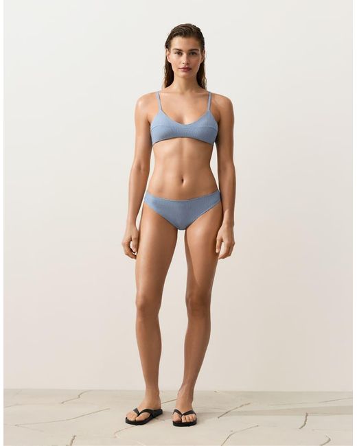 Oysho Natural Striped Classic Bikini Briefs