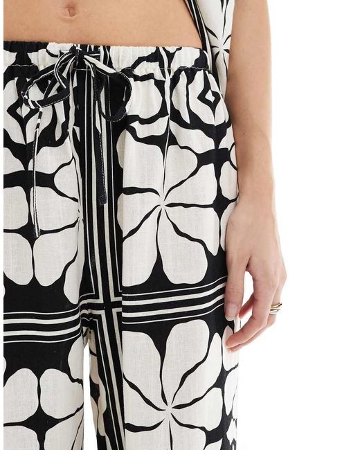 4th & Reckless Strandbroek Van Linnenmix Met Gestrikte Taille in het White
