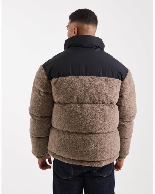 Jack & Jones Brown Borg Puffer for men