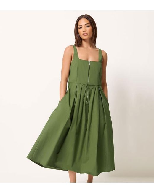 PixieGirl Green Petite Pleated Midi Dress
